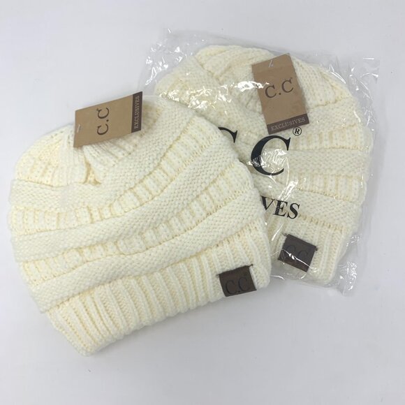 C&C acrylic knit beanie in the color ivory. NWT - Picture 5 of 5